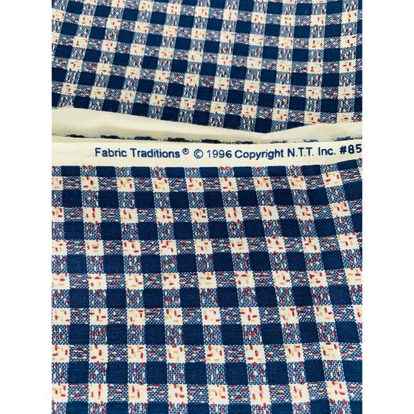 Quilting Cotton Fabric Crafting By The Yard 56" Wide Blue Check Red Flecks White - Picture 2 of 5
